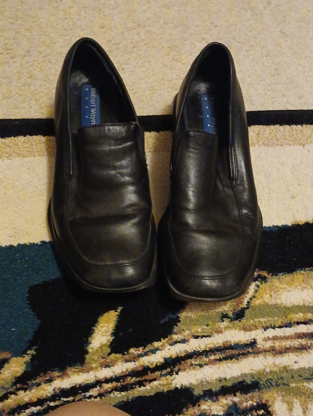 Robert Wayne Black Leather Slip-On Loafers